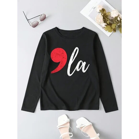 Kamala Harris (Comma La) Black Distressed Soft Knit Long Sleeve T-Shirt XXL 2X - Picture 5 of 5